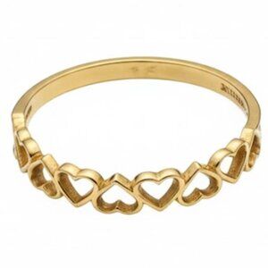 Pandora 10k Yellow Gold Multi Heart Band Ring Size 7 Band of 9 Open Hearts EUC